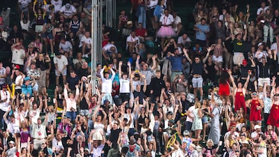 Rugby fans during Emirates Dubai Sevens. Victor Besa / The National