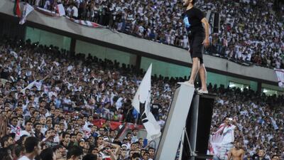 Fans of Cairo’s Al Ahly show their support at the African Super cup final against Tunisia’s Club Sportif Sfaxien in February. AFP