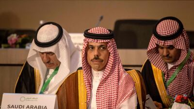 Prince Faisal bin Farhan attends the ministerial meeting. AFP
