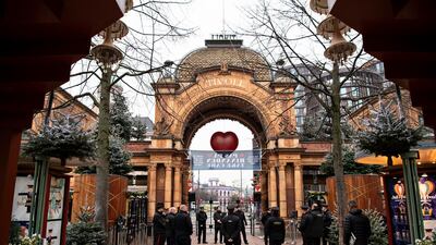 The closed entrance to the Tivoli in Copenhagen, Denmark. The Tivoli amusement park has been closed until 27 March 2021 due to the government's tightened Covid restrictions. EPA