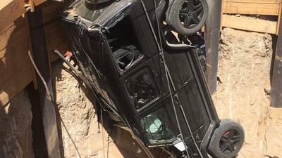 A man had to be rescued after falling into 15-feet hole in Al Khawaneej in Dubai. Courtesy Dubai Civil Defence