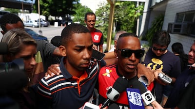Relatives of Samuel Thomas Rosa, who was a victim of Flamengo soccer club's training center deadly fire, attend an interview at the Institute of Forensic Science, in Rio de Janeiro, Brazil. REUTERS