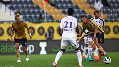 Dubai try to find a late opening through the Al Ain defence. They would go on to lose the match 4-2. Lee Hoagland/The National