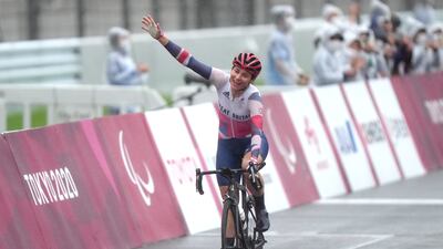 Great Britain's Sarah Storey celebrates winning the gold medal. PA
