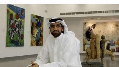 Sheikh Sultan Sooud Al Qassemi with his collection at the Maraya Art Centre in Al Qasba.