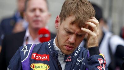 F1 driver Sebastian Vettel of Red Bull Racing is fifth in the Formula One drivers' standings, 46 points behind leader Nico Rosberg. Diego Azubel / EPA / April 20, 2014