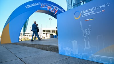 The Ukraine Recovery Conference is held in Gdansk, Poland. Deals such as the Cepa with the UAE are expected to help boost the Ukrainian economy despite the war with Russia. EPA