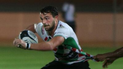 Luke Stevenson of Abu Dhabi Harlequins in action in a West Asia Champions League match against Kandy earlier this month. Delores Johnson / The National