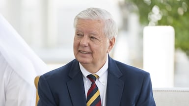 Lindsey Graham during a visit to Abu Dhabi in February. Wam