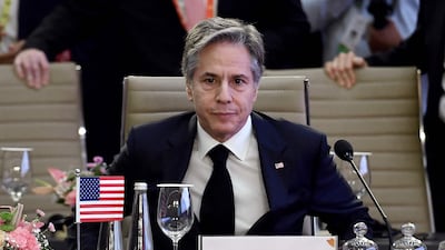 Mr Blinken at the G20 foreign ministers' meeting. AFP