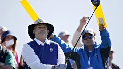 Comedian Bill Murray reacts after teeing off on the 18th hole during the 3M Celebrity Challenge before the AT&T Pebble Beach National Pro-Am at Pebble Beach Golf Links in California. Todd Warshaw / Getty Images / AFP