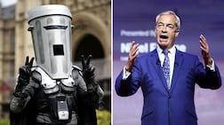 Count Binface and his Clacton opponent Nigel Farage who will face off in one of Britain's strangest by-elections. AFP