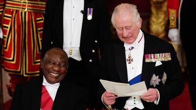 King Charles makes a speech during the State Banquet. Reuters