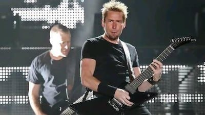 Nickelback will perform on Saturday as part of the F1 After Race Concerts in Abu Dhabi. The Canadian band are known for large-scale productions but say their UAE gig will be a more scaled-down show. AP Photo