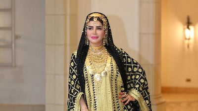 Manal Ahmed, the first Emirati woman to be named Fashion Arabia ambassador, wears traditional Emirati dress and jewellery. She wants to take the UAE’s cultural fashion to the world. Courtesy Manal Ahmed