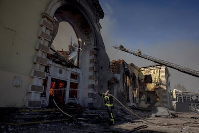 The site of a Russian strike in Kostyantynivka, eastern Ukraine. Iran is accused of supplying ballistic missiles to Russia. Reuters