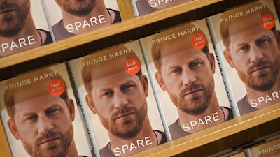 Copies of Prince Harry's new book Spare are displayed at a bookshop in London. EPA