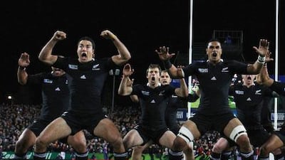 The All Blacks perform the haka, the New Zealand team's famous war dance, before their recent Rugby World Cup match against Japan in Hamilton. Malcolm Mulholland, a Maori rugby historian, says the haka is a good way for crowds to 'appreciate an aspect of Maori culture'.