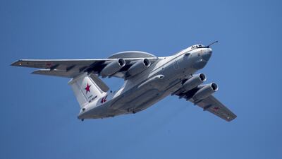 A Russian Beriev A-50 airborne early warning and control training aircraft flies over Red Square during a rehearsal for the Victory Day military parade in Moscow, Russia. Reuters