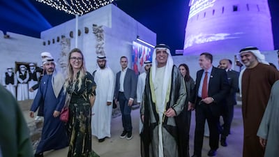 Sheikh Saud bin Saqr Al Qasimi, Ruler of Ras Al Khaimah, at the RAK Fine Arts Festival opening. All photos: Leslie Pableo for The National