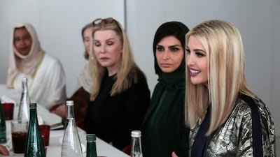 U.S. White House senior advisor Ivanka Trump speaks as she meets with a group of women while visiting the Louvre Abu Dhabi Museum in Abu Dhabi, United Arab Emirates, February 15, 2020. REUTERS/Christopher Pike