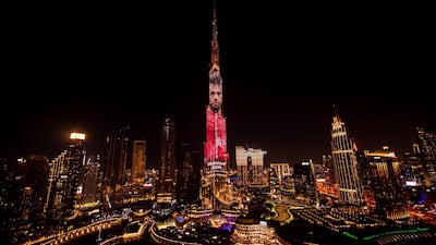 Egyptian forward Mohamed Salah projected on Burj Khalifa in Dubai. All photos: The Government of Dubai Media Office
