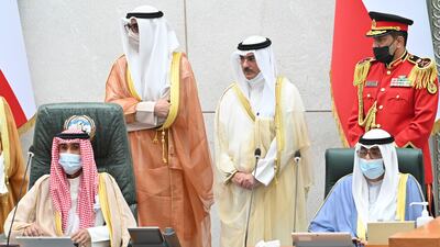 Sheikh Nawaf, Emir of Kuwait, left, and Crown Prince Sheikh Meshal Al Sabah, right. EPA