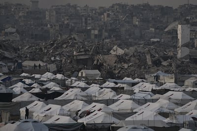 A makeshift camp for displaced Palestinians in Gaza city. AP