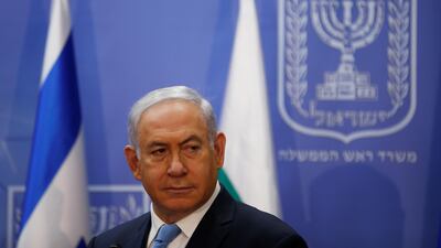 Israeli Prime Minister Benjamin Netanyahu is seen during a news conference with Bulgarian President Rumen Radev, at the Prime Minister's office in Jerusalem, March 22, 2018. Ronen Zvulun / Reuters