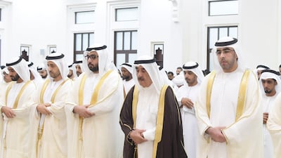 Sheikh Saud bin Rashid Al Mualla, Ruler of Umm Al Quwain, performed Eid Al Adha prayers at the Ahmed bin Rashid Al Mualla Mosque in the emirate
