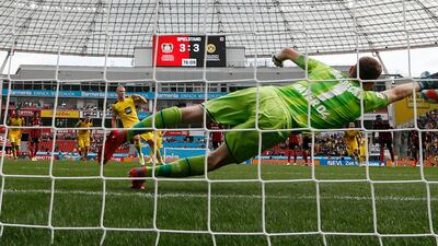 Erling Braut Haaland scores for Borussia Dortmund from the penalty spot to earn his team a 4-3 Bundesliga win over Bayer Leverkusen at the BayArena on Saturday, September 11. AP