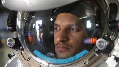 Analog astronaut Kartik Kumar wearing an experimental space suit. Sam McNeil / AP Photo