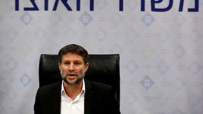 Israeli Finance Minister Bezalel Smotrich at a news conference in Jerusalem. Reuters