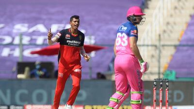 Navdeep Saini – 7. Started brilliantly, picking up Buttler in a wicket-maiden, but had a tough finish, including a gruesome beamer to Tewatia. Sportzpics for BCCI