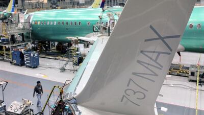 A wing of a Boeing 737 MAX. The plane maker's China plant aims to deliver 100 jetliners a year. Matt Mills McKnight / Reuters