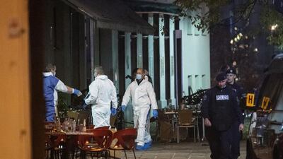Forensic investigators at work after terrorist shootings in the first district of Vienna. EPA