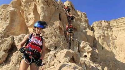 France's Vibram Lafuma 1 team carefully manoeuvres through Jebel Hafeet's rugged terrain. Courtesy Abu Dhabi Adventure Challenge
