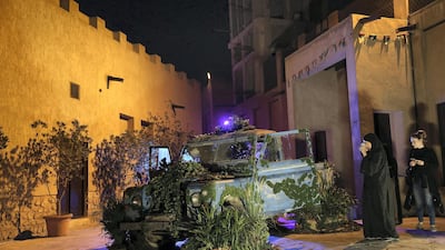 Emirati artist Mohammed Alolama's Land Rover art at the Sikka Art Fair. Satish Kumar / The National
