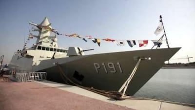 The Abu Dhabi Class corvette naval warship on display at Idex. Sammy Dallal / The National