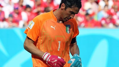 Gianluigi Buffon reacts during Italy's loss on Friday to Costa Rica at the 2014 World Cup. Srdjan Suki / EPA / June 20, 2014