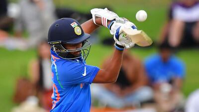 India captain Prithvi Shaw bats in pursuit of the 217-run target set by Australia. Marty Melville / AFP