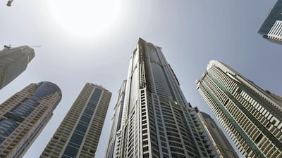 The Torch, one of the tallest residential towers in Dubai, after a fire blaze ripped through it early in the morning. Reem Mohammed / The National