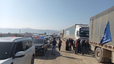 A UN-supported convoy of 24 lorries heads to Kobani with aid, including fuel, bread and ready-to-eat rations, on Sunday. Photo: OCHA Syria