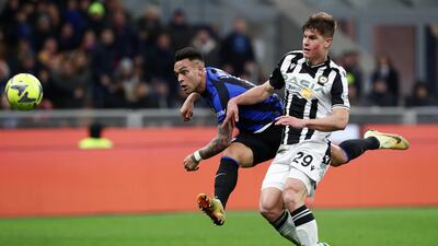 Inter's Lautaro Martinez scores the third goal. Getty