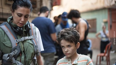 Lebanese director Nadine Labaki on the set of her Oscar contender 'Capharnaum'. Courtesy Nadine Labaki
