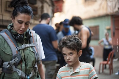 Lebanese director Nadine Labaki on the set of her Oscar contender 'Capharnaum'. Courtesy Nadine Labaki