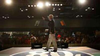 Republican presidential candidate John McCain waves to supporters at a rally in Davenport, Iowa.