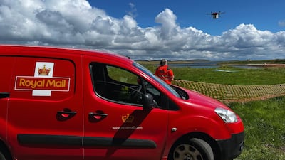 UK's first drone delivery service launched in Orkney to provide locals with their mail. Maggie Mullan/Royal Mail/PA