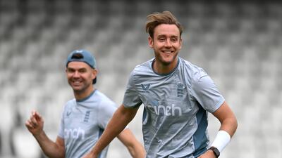 Stuart Broad and James Anderson train ahead of the first Test against South Africa at Lord's. Getty