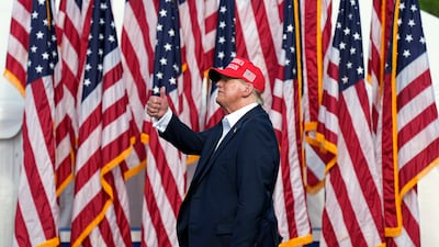 Republican presidential candidate Donald Trump greets supporters at a campaign rally in Chesapeake, Virginia. AP